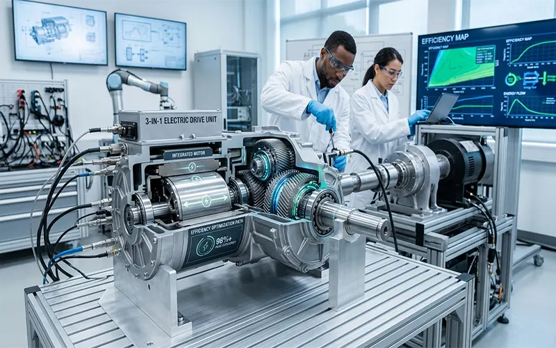 Efficiency Optimization of 3-in-1 Electric Drive Units with Coaxial Gears